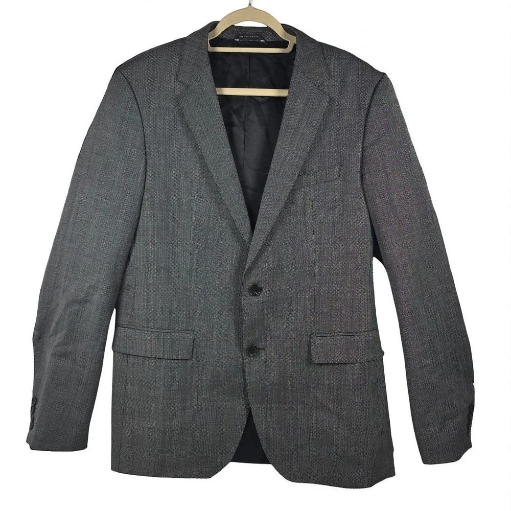 Hugo Boss The James4 Gray Textured Blazer Men's‎ 42L Virgin Wool Sport Coat